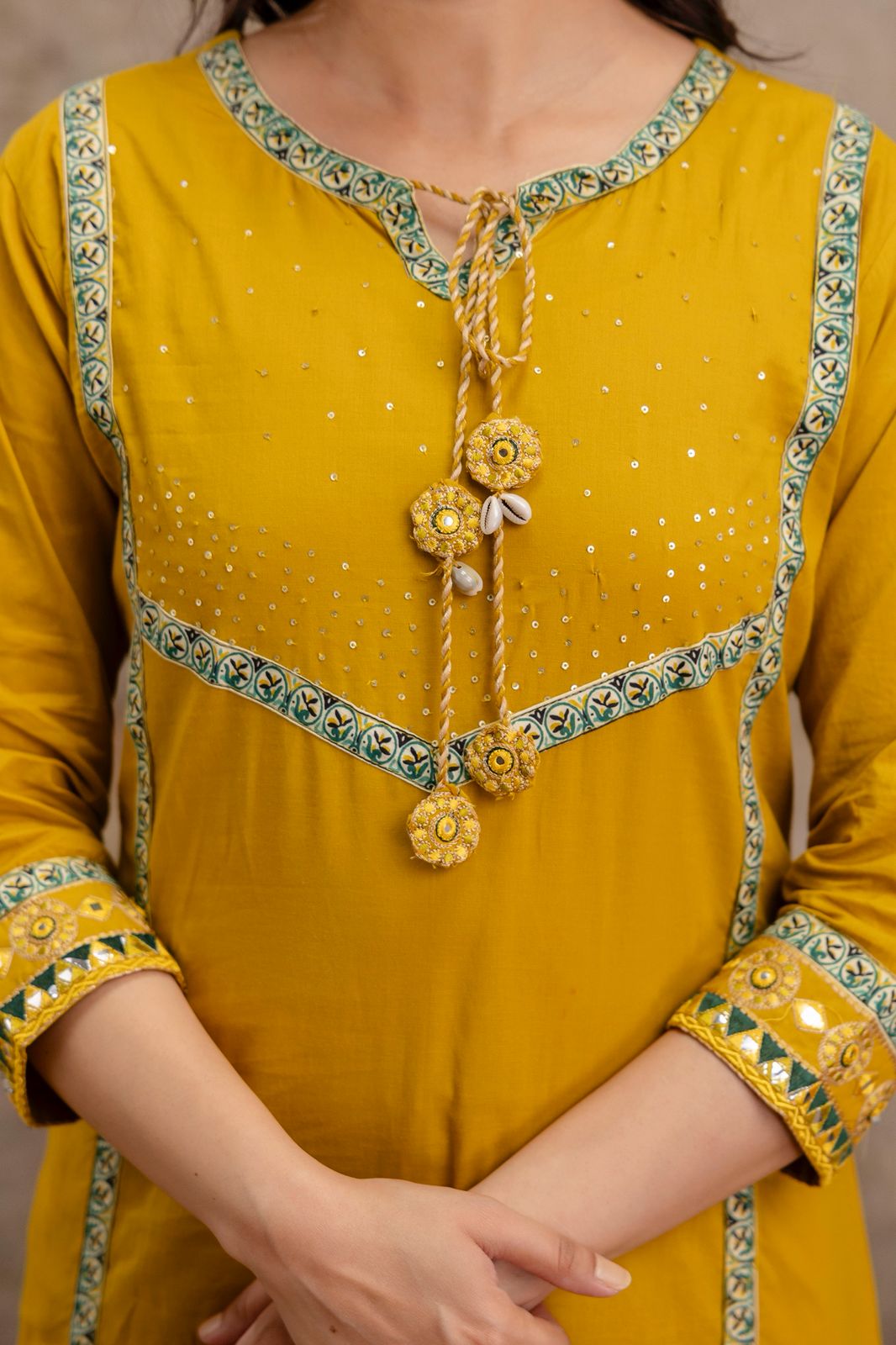 Mustard Yellow Pure Cotton A-Line 3-Piece Kurta Set with Printed Dupatta