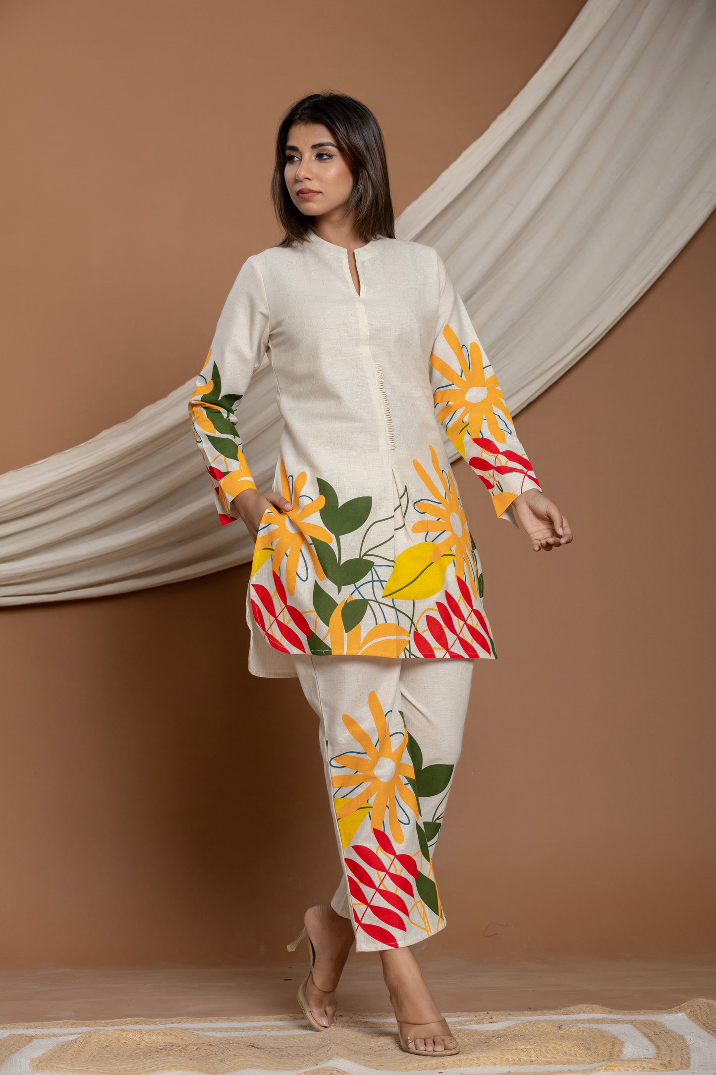 Multi-Color Floral Printed Cotton Co-ord Set | Stylish 2-Piece Outfit