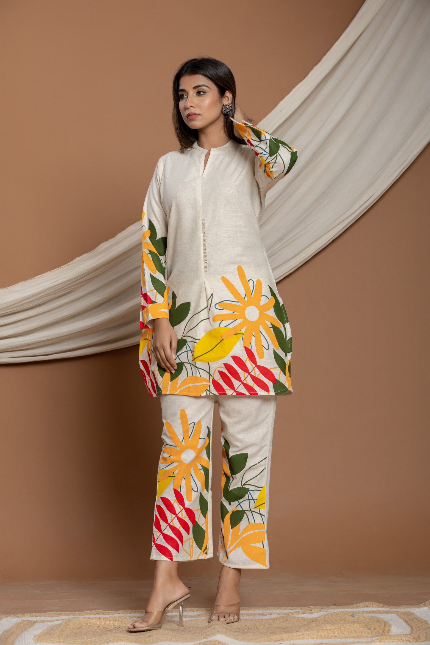 Multi-Color Floral Printed Cotton Co-ord Set | Stylish 2-Piece Outfit