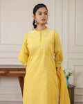 Sunlit Mustard Embroidered Kurta Pant Set with Dupatta