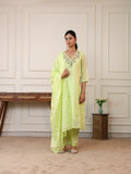 Lime Blossom Embroidered Kurta Pant Set with Dupatta