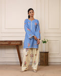 Sky Blossom Floral Kurta Pant Set