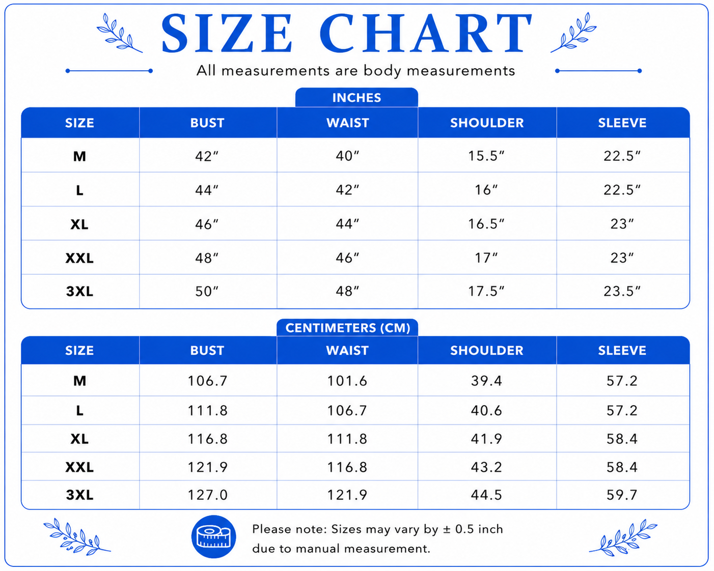 Size chart