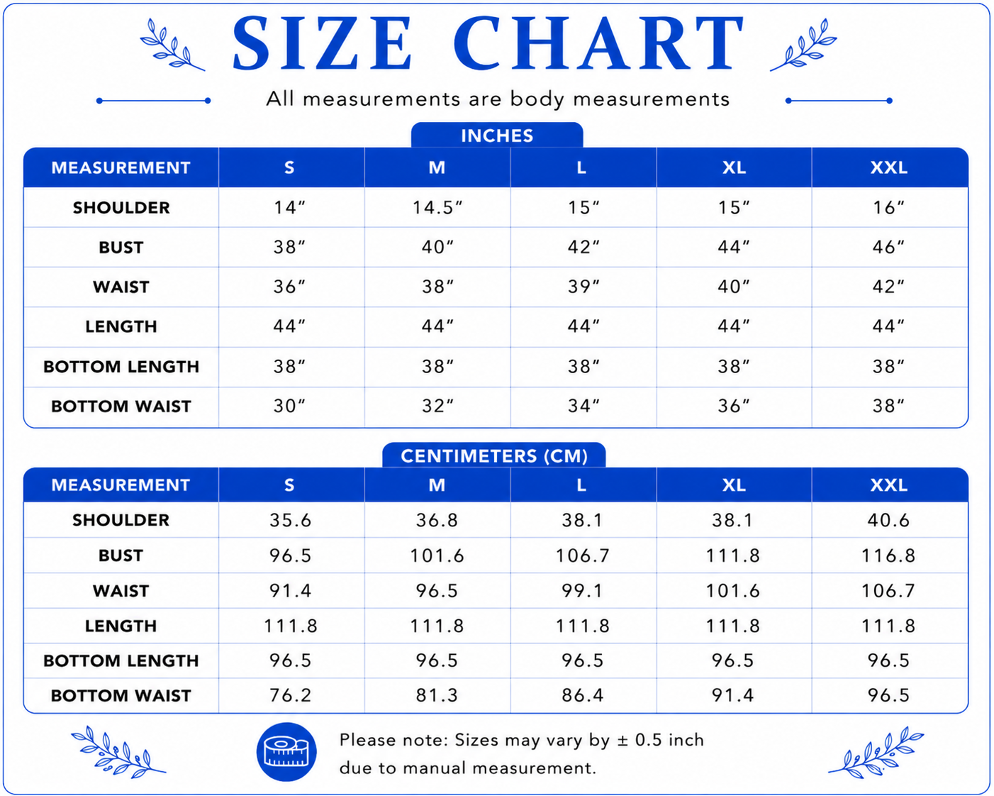 Size chart
