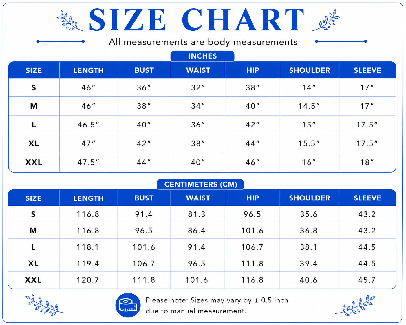 Size chart