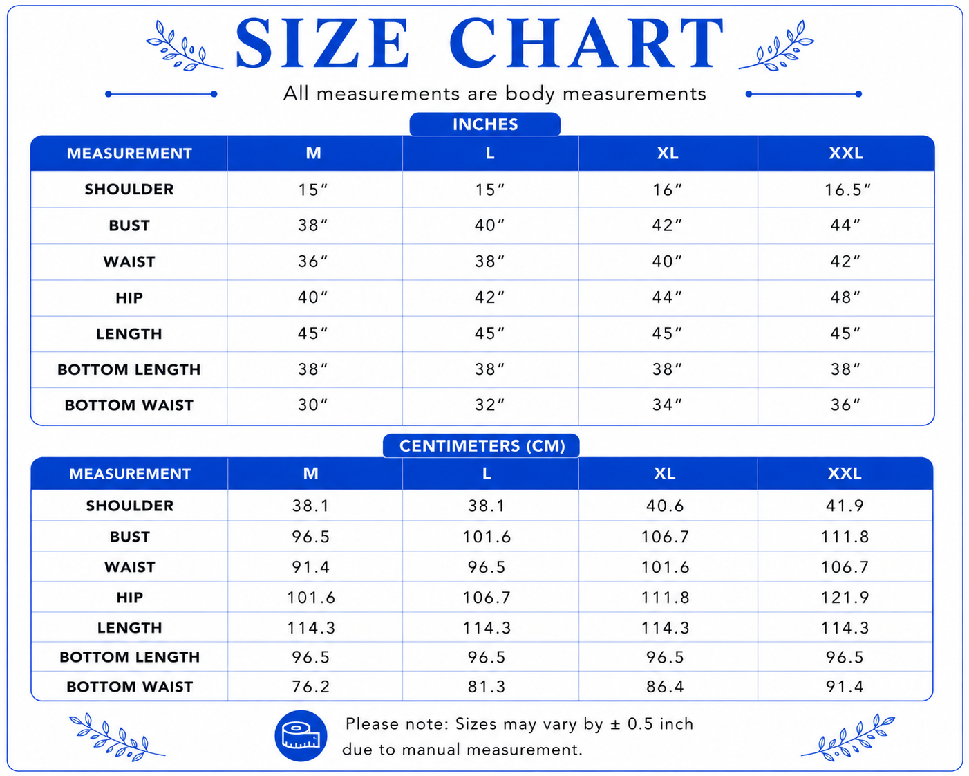Size chart