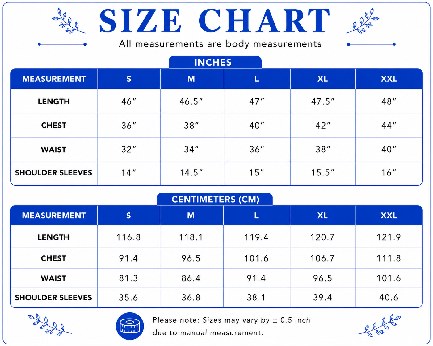 Size chart
