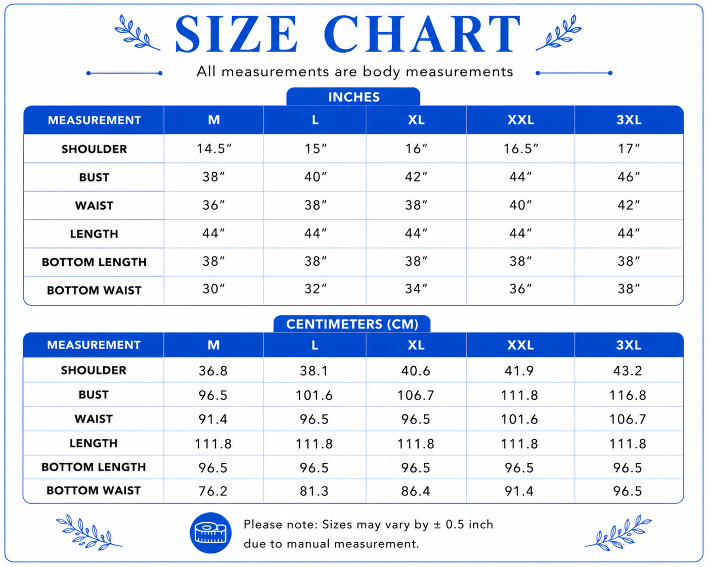 Size chart