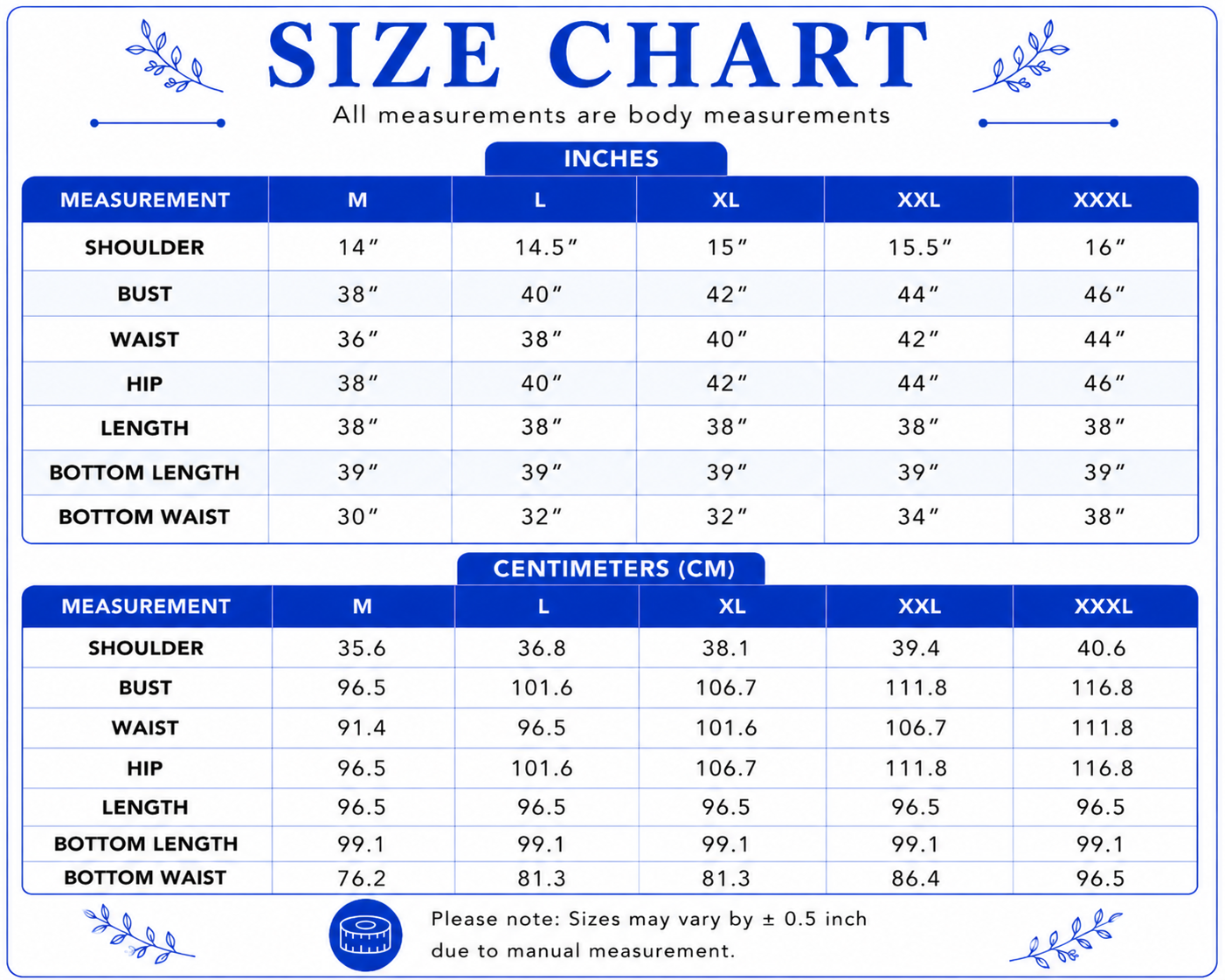 Size chart