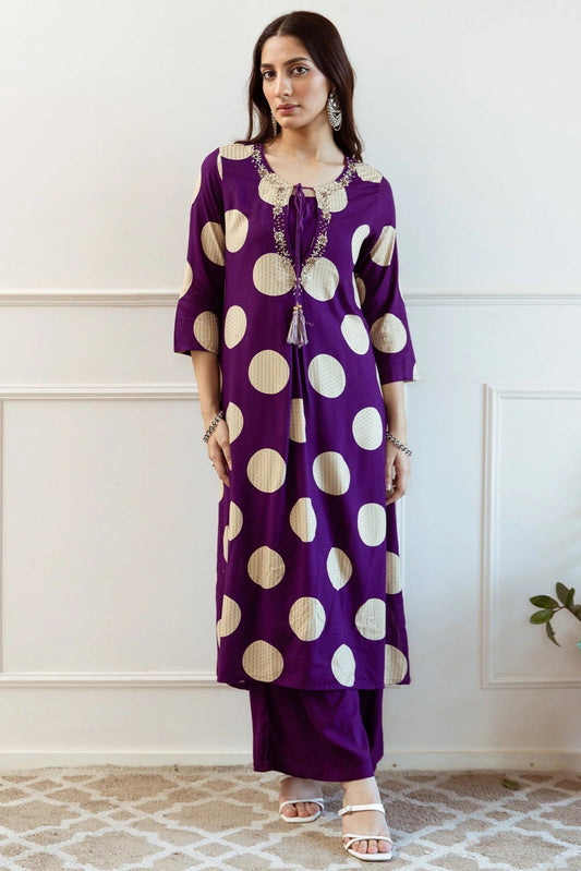 Stylish Printed A-Line Kurta Palazzo Set | Rayon Cotton 2-Piece Outfit