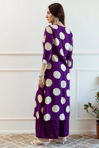 Stylish Printed A-Line Kurta Palazzo Set | Rayon Cotton 2-Piece Outfit
