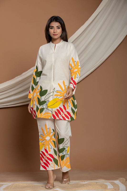Multi-Color Floral Printed Cotton Co-ord Set | Stylish 2-Piece Outfit