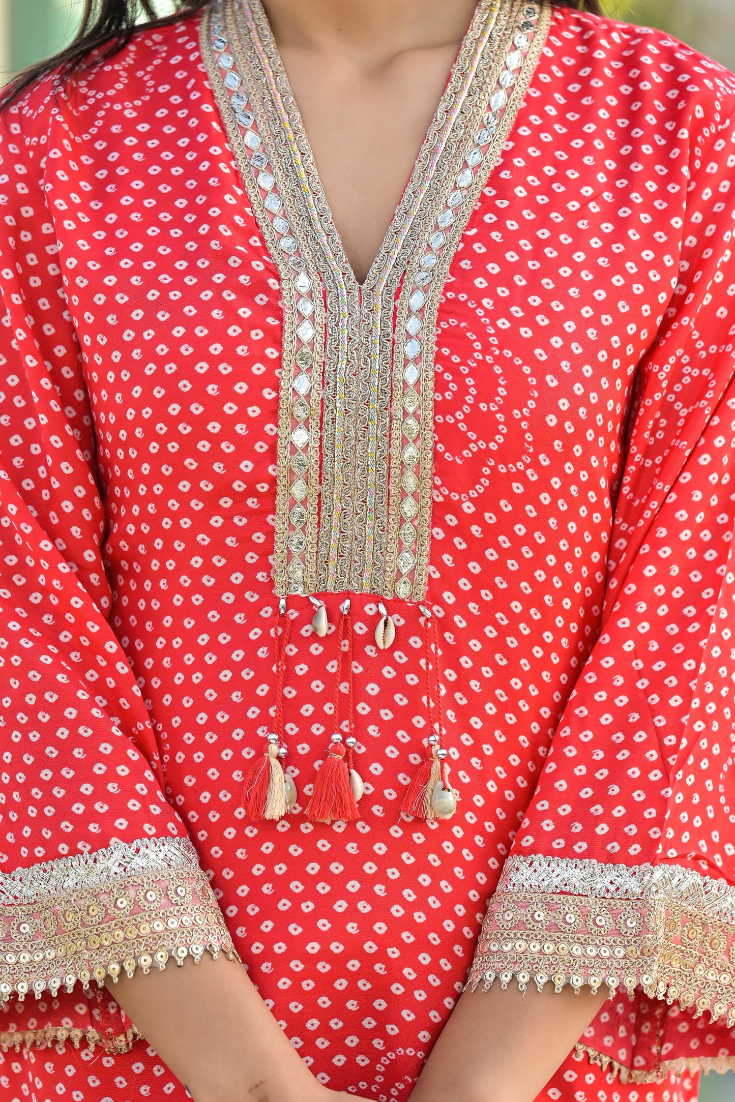 Red Printed Maslin Kurta Salwar Set | Embroidered 3-Piece Outfit