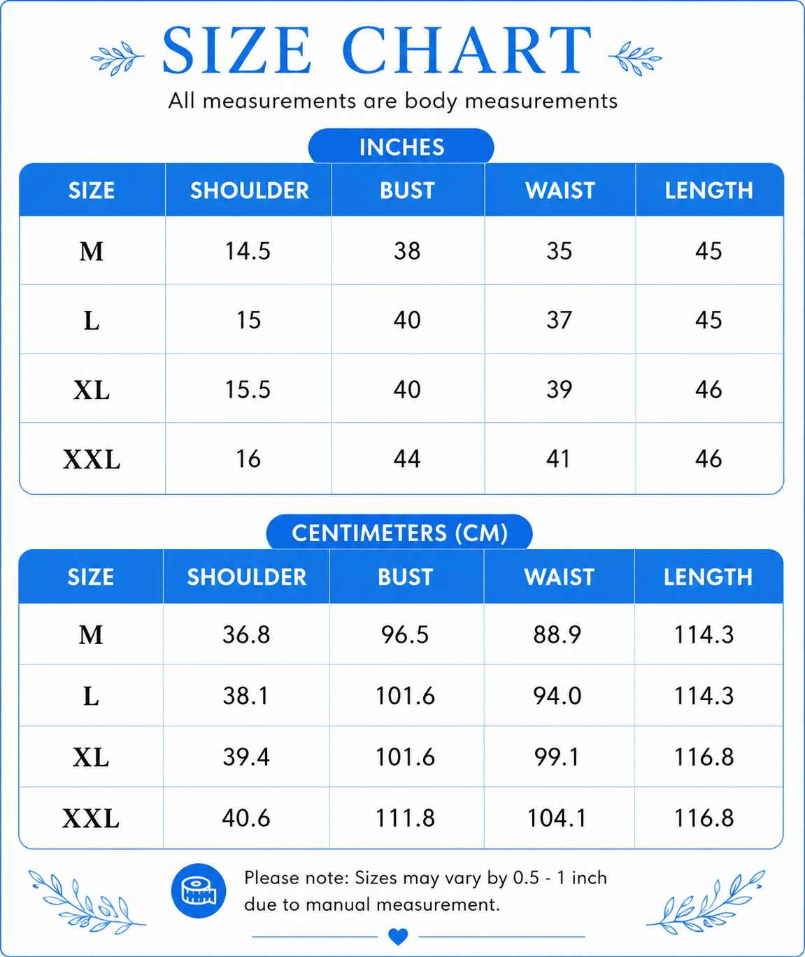 Size chart